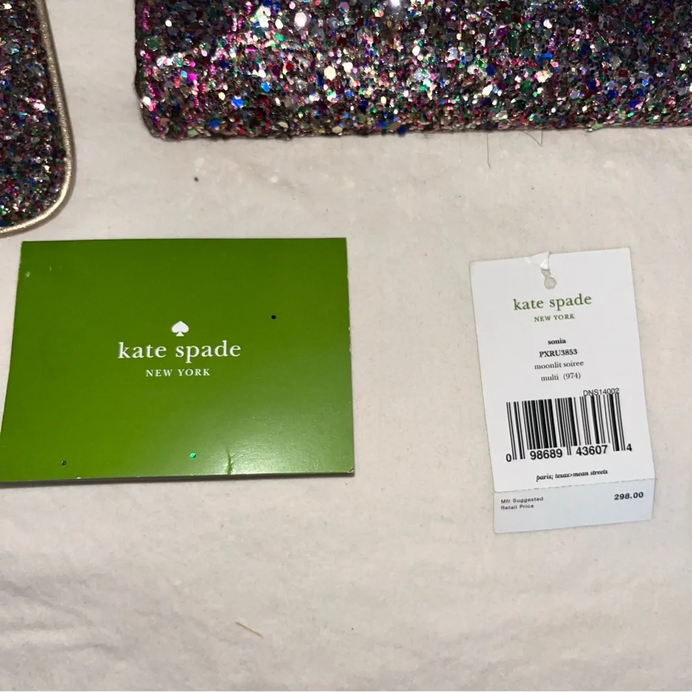 Kate Spade Sonia Moonlit Soirée Glitter Bag with Matching Wallet Dust Bag